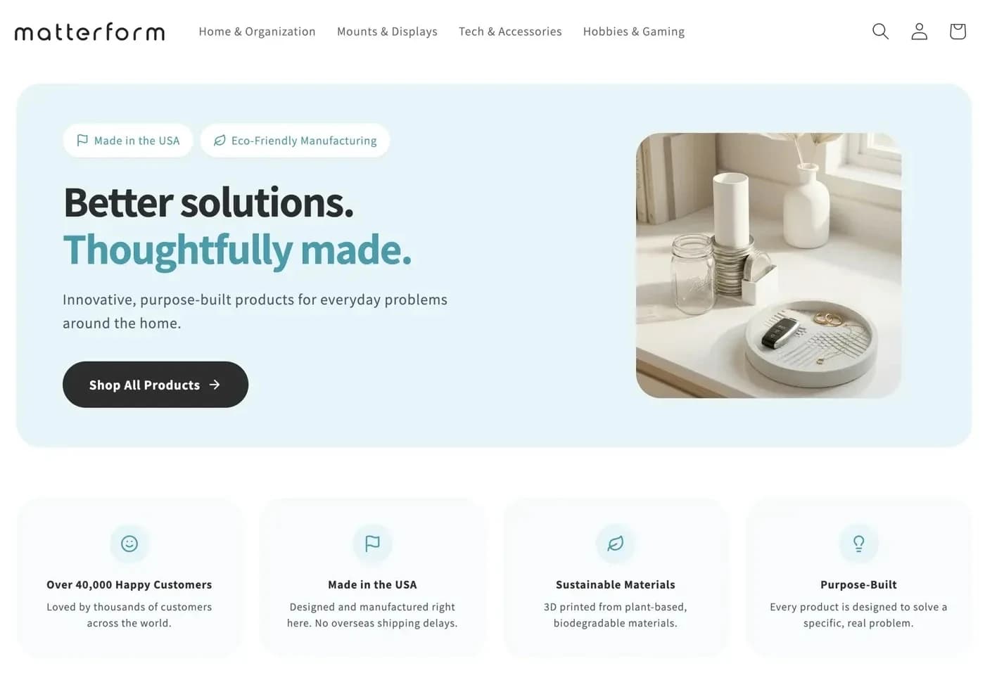 matterform.io Shopify storefront homepage