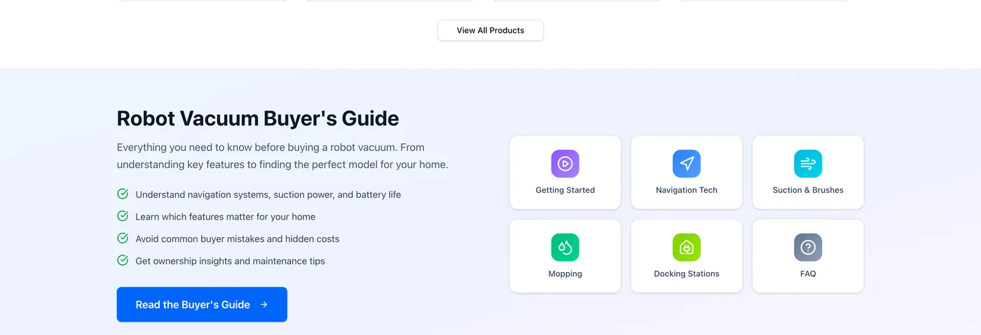 RoboRatings buyer's guide and category structure